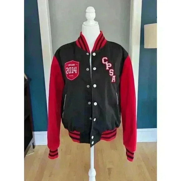 Black And Red Varsity Jacket Size Large ReForm - Picture 1 of 7